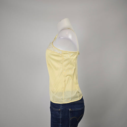 WonderBra Vintage Yellow Lace Trim Camisole Size S/M