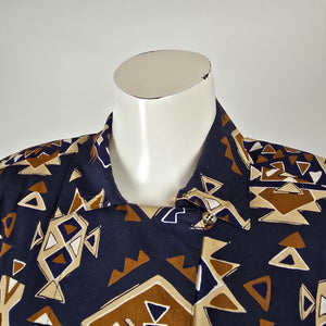 Jones New York Vintage Rayon Geometric Button-Up Shirt Size 8