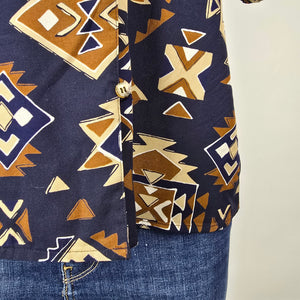 Jones New York Vintage Rayon Geometric Button-Up Shirt Size 8