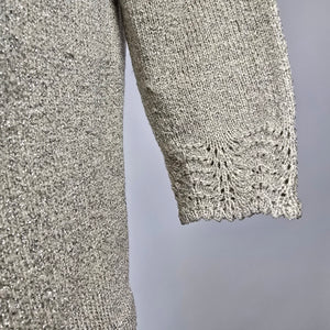 Metallic Gold Open Front Knit Cardigan with Crochet Trim Size S/M