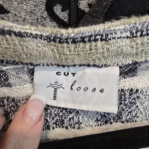 Cut Loose Textured Plaid Linen Blend Button Vest Size L