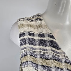 Cut Loose Textured Plaid Linen Blend Button Vest Size L