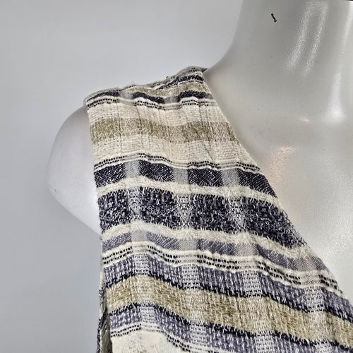 Cut Loose Textured Plaid Linen Blend Button Vest Size L