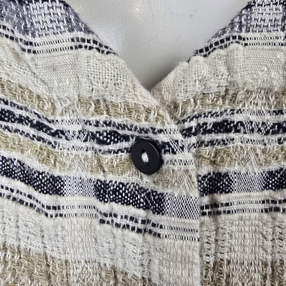 Cut Loose Textured Plaid Linen Blend Button Vest Size L