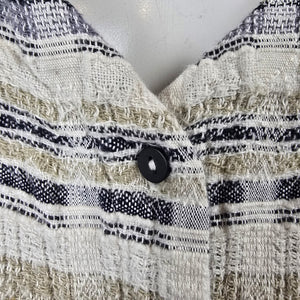 Cut Loose Textured Plaid Linen Blend Button Vest Size L
