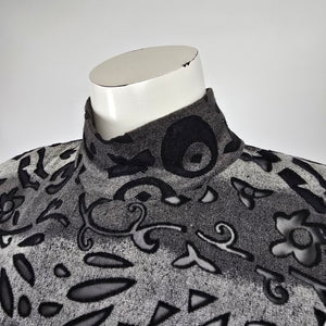 Bantry Bay Vintage Metallic Pattern Mock Neck Top Size M