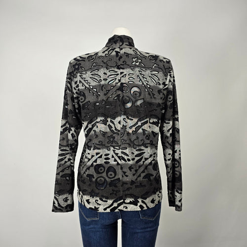 Bantry Bay Vintage Metallic Pattern Mock Neck Top Size M