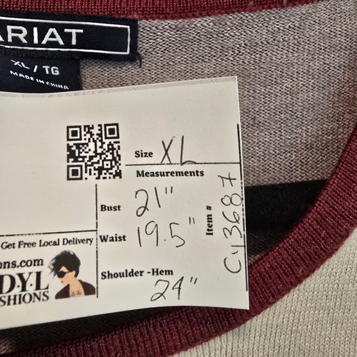 Ariat Merino Wool Blend Colourblock Sweater XL