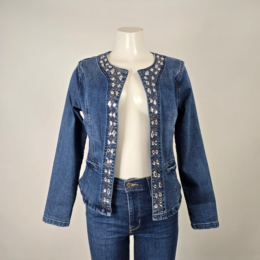 Frank Lyman Montréal Embellished Denim Jacket Size M
