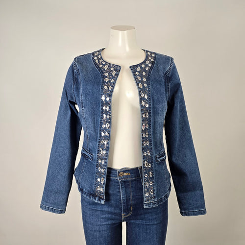 Frank Lyman Montréal Embellished Denim Jacket Size M