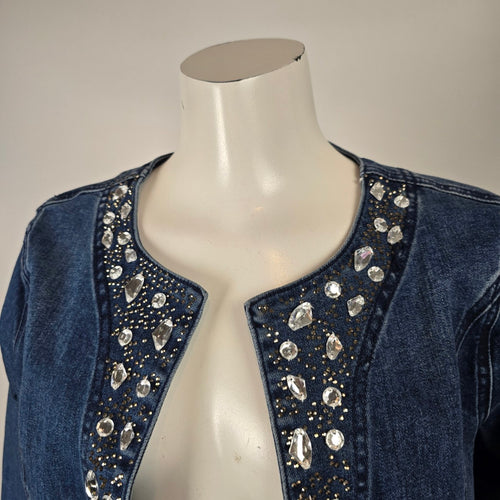 Frank Lyman Montréal Embellished Denim Jacket Size M