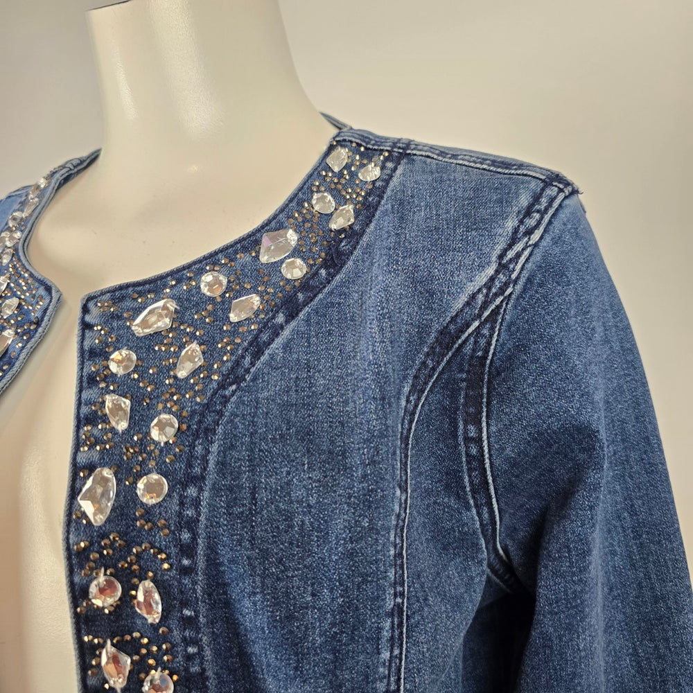 Frank Lyman Montréal Embellished Denim Jacket Size M