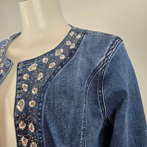 Frank Lyman Montréal Embellished Denim Jacket Size M