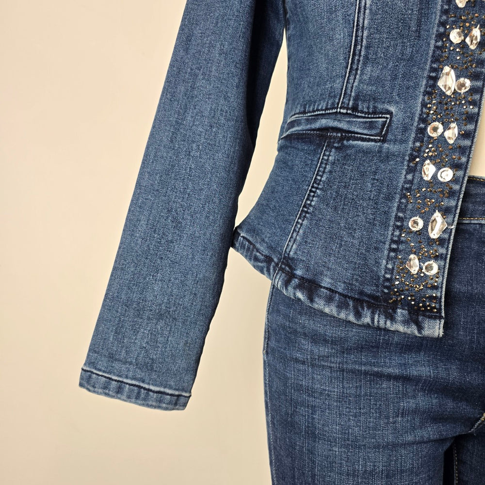 Frank Lyman Montréal Embellished Denim Jacket Size M