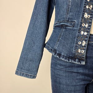 Frank Lyman Montréal Embellished Denim Jacket Size M