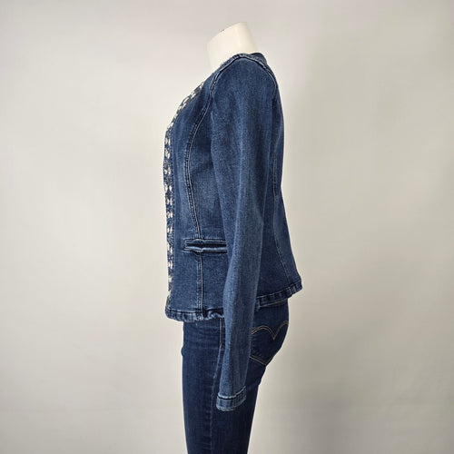 Frank Lyman Montréal Embellished Denim Jacket Size M