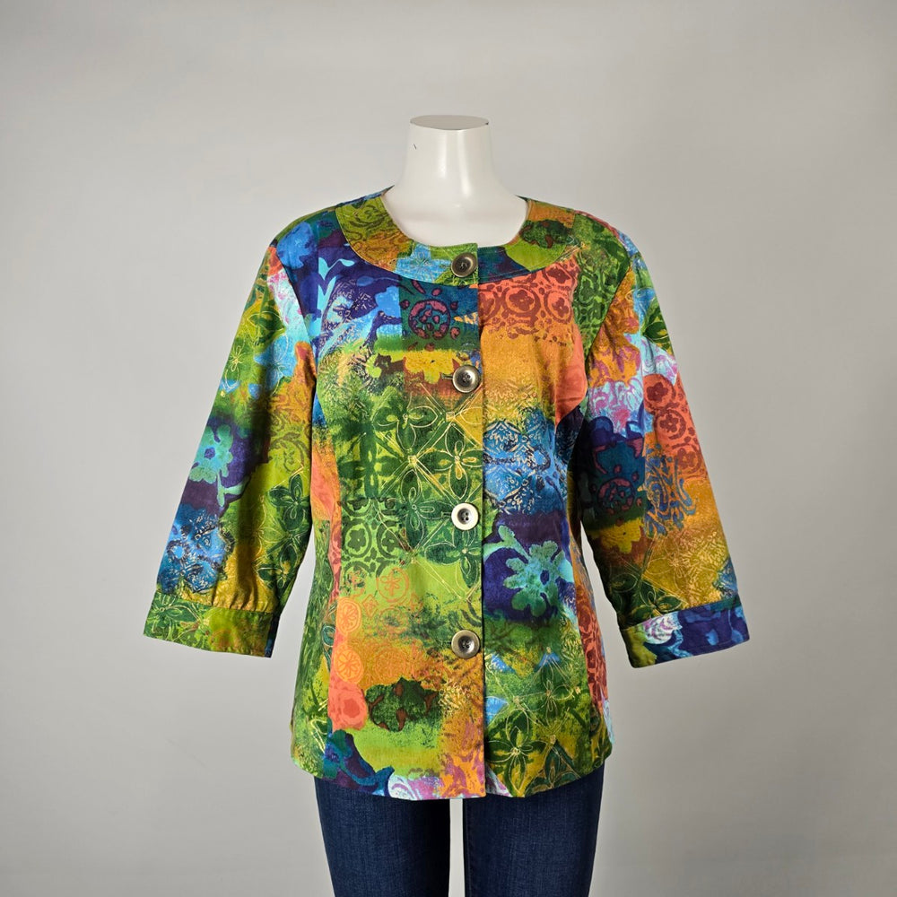 Coldwater Creek Colourful Patchwork Print Jacket Sz 18W