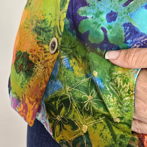 Coldwater Creek Colourful Patchwork Print Jacket Sz 18W
