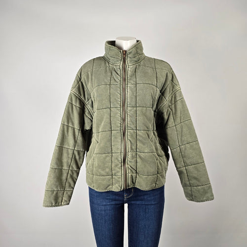 By Together Green Cotton Quilted Zip Jacket Size S