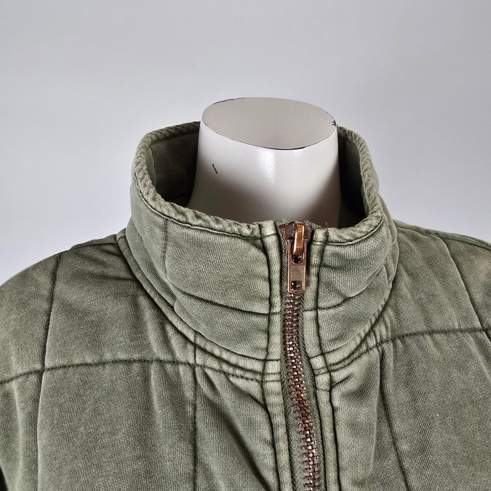 By Together Green Cotton Quilted Zip Jacket Size S