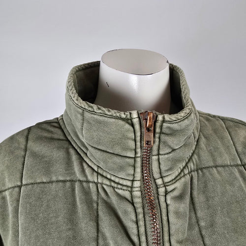 By Together Green Cotton Quilted Zip Jacket Size S