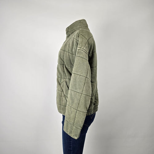 By Together Green Cotton Quilted Zip Jacket Size S