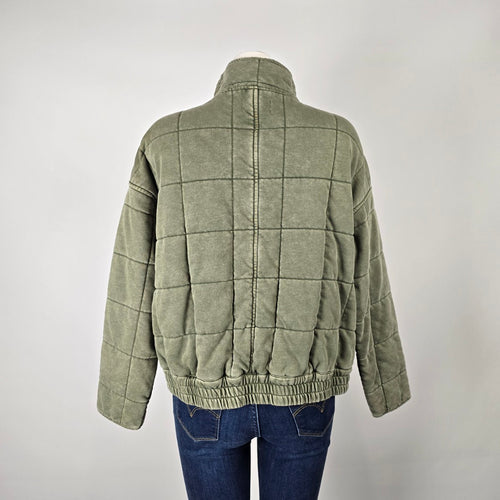 By Together Green Cotton Quilted Zip Jacket Size S