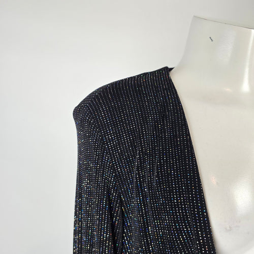 Ronni Nicole by Ouida Black Silver Sparkle Cropped Shrug Cardigan Size 12