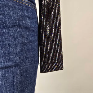 Ronni Nicole by Ouida Black Silver Sparkle Cropped Shrug Cardigan Size 12