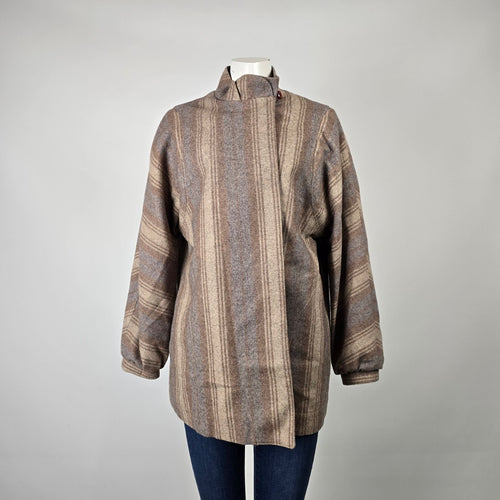 Vintage David Fashion Paris Plaid Wool Blend Coat Jacket Size 14