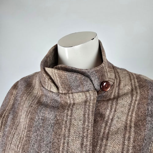 Vintage David Fashion Paris Plaid Wool Blend Coat Jacket Size 14