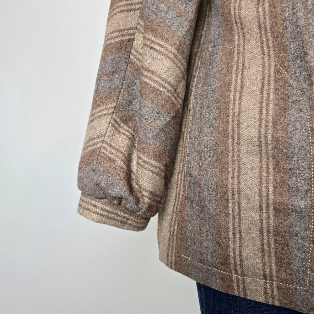 Vintage David Fashion Paris Plaid Wool Blend Coat Jacket Size 14