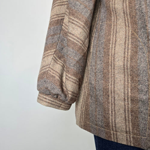 Vintage David Fashion Paris Plaid Wool Blend Coat Jacket Size 14
