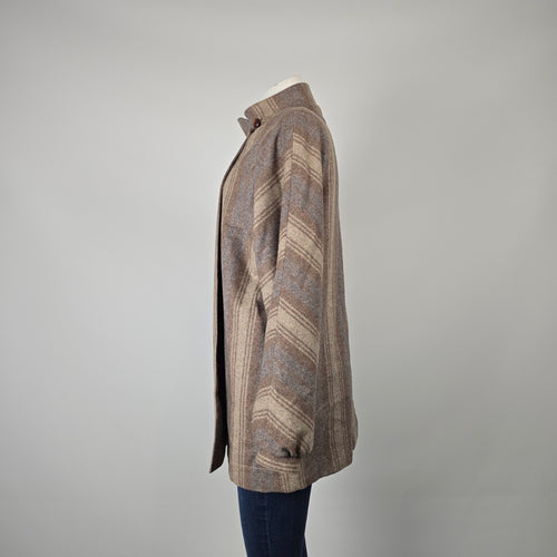 Vintage David Fashion Paris Plaid Wool Blend Coat Jacket Size 14