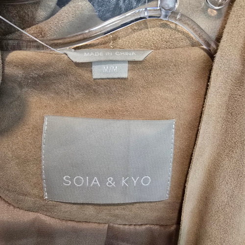 Soia & Kyo Tan Lamb Leather Draped Jacket Size M