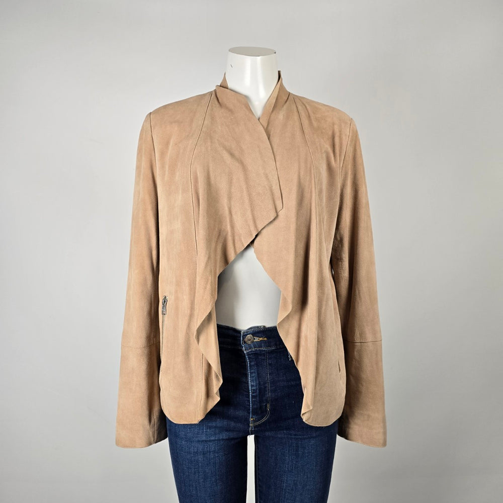 Soia & Kyo Tan Lamb Leather Draped Jacket Size M
