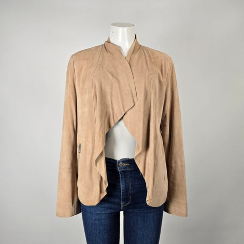 Soia & Kyo Tan Lamb Leather Draped Jacket Size M