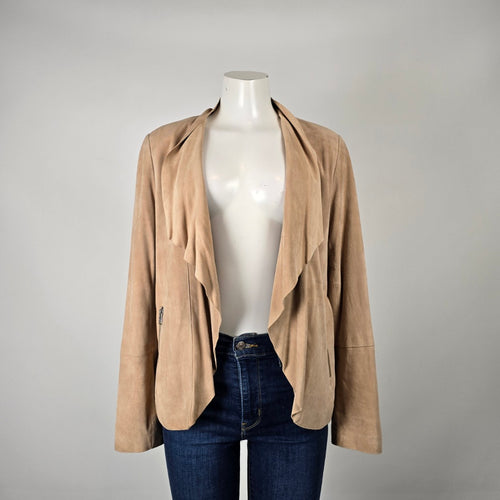 Soia & Kyo Tan Lamb Leather Draped Jacket Size M