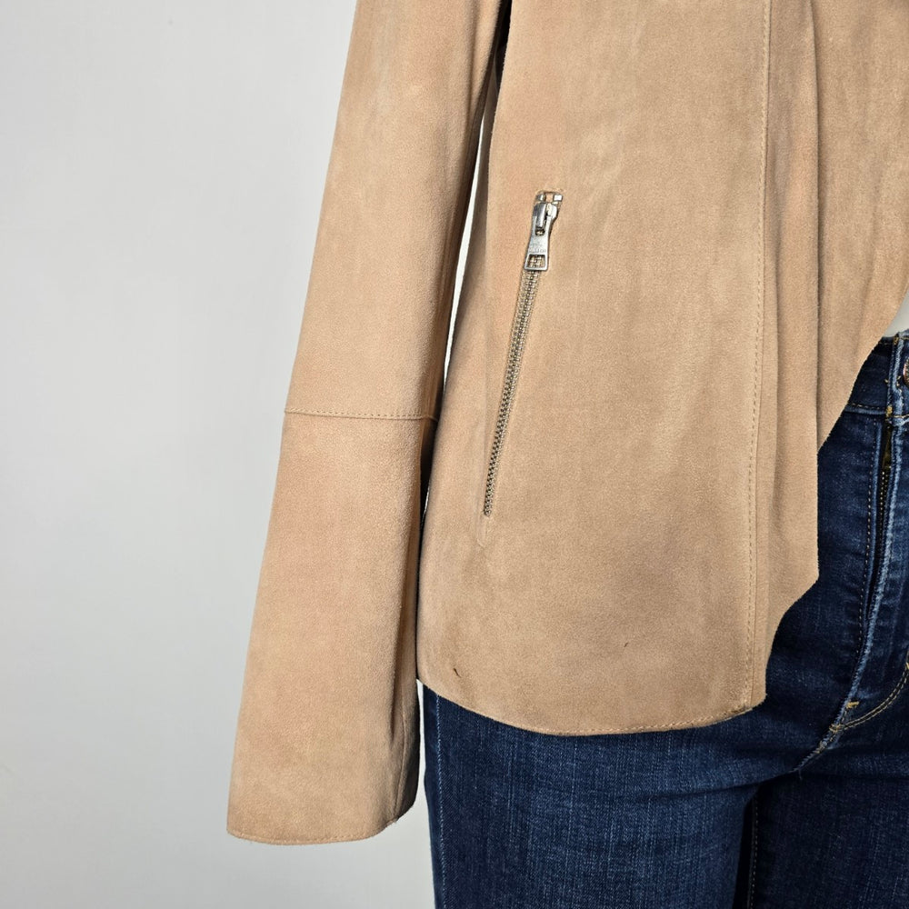 Soia & Kyo Tan Lamb Leather Draped Jacket Size M