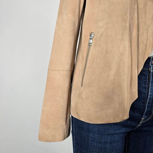 Soia & Kyo Tan Lamb Leather Draped Jacket Size M