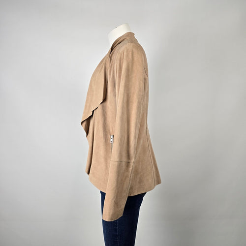Soia & Kyo Tan Lamb Leather Draped Jacket Size M