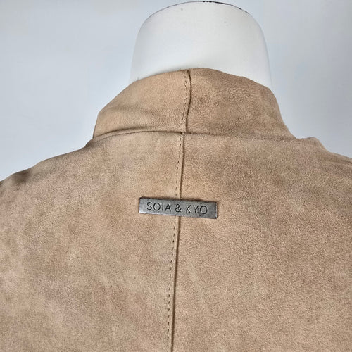Soia & Kyo Tan Lamb Leather Draped Jacket Size M