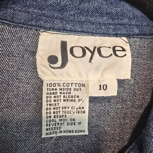 Vintage Joyce Embellished Denim Button-Up Shirt Size 10