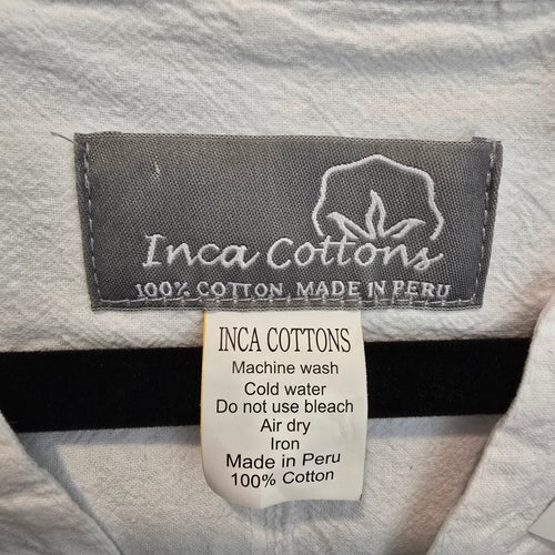 Inca Cottons White Embroidered Cotton Button-Up Blouse Size S