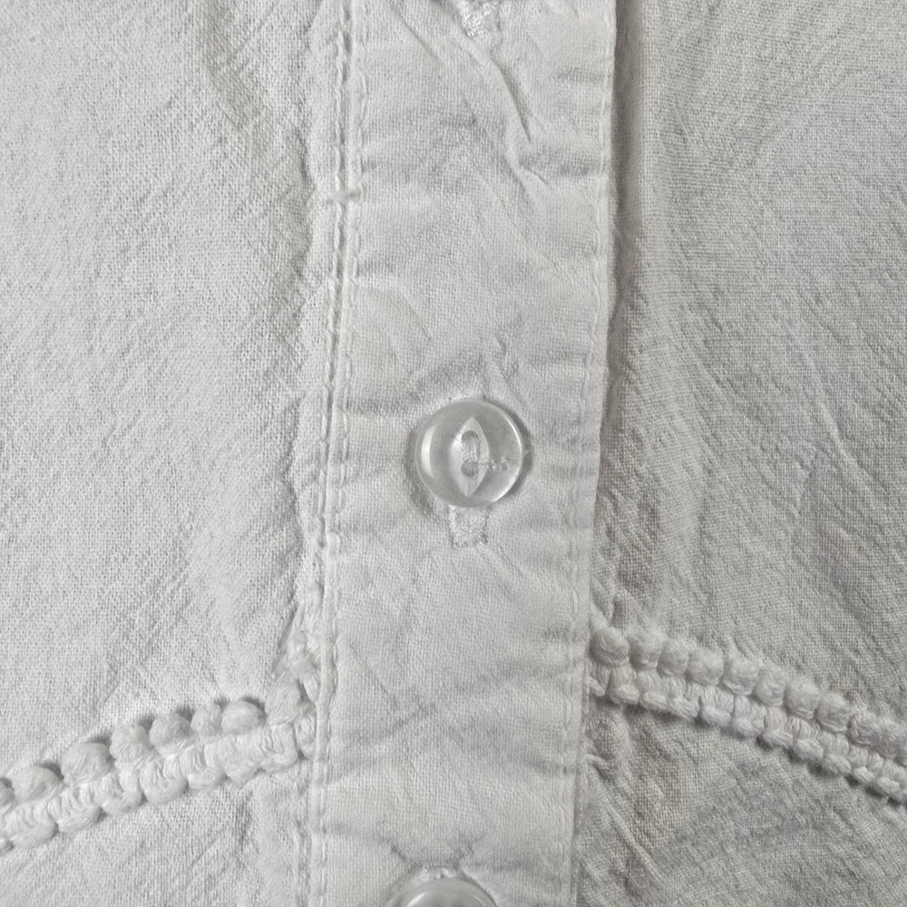 Inca Cottons White Embroidered Cotton Button-Up Blouse Size S