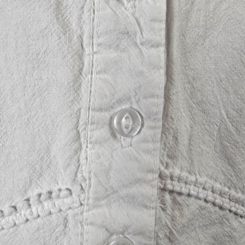 Inca Cottons White Embroidered Cotton Button-Up Blouse Size S