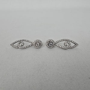 Silver Tone Rhinestone Convertible Drop Earrings