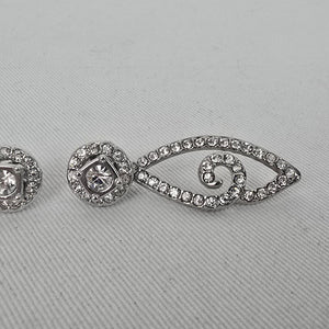 Silver Tone Rhinestone Convertible Drop Earrings