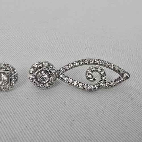 Silver Tone Rhinestone Convertible Drop Earrings