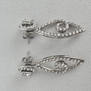 Silver Tone Rhinestone Convertible Drop Earrings